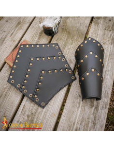 Mittelalterliche Armbänder aus schwarzem Leder, mit... 2