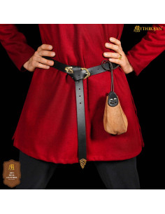 Bolsa limosnera piel de ante con cordón, color beige