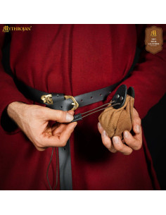 Beige Wildleder Geldbörse mit Schnur 2