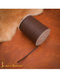Spoel echt bruin leren koord, 50 meter