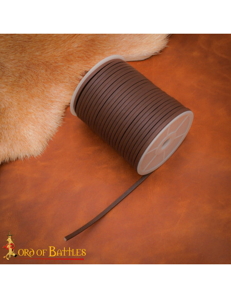 Spule aus echtem braunem Leder, 50 Meter