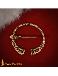 Broche medieval vikingo entrelazado, en bronce envejecido