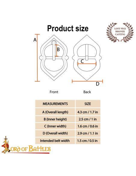 Middelalderbæltespænde i poleret bronze