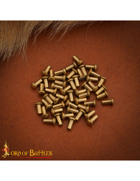 Sæt med 25 messing hat-riveter (6 mm)