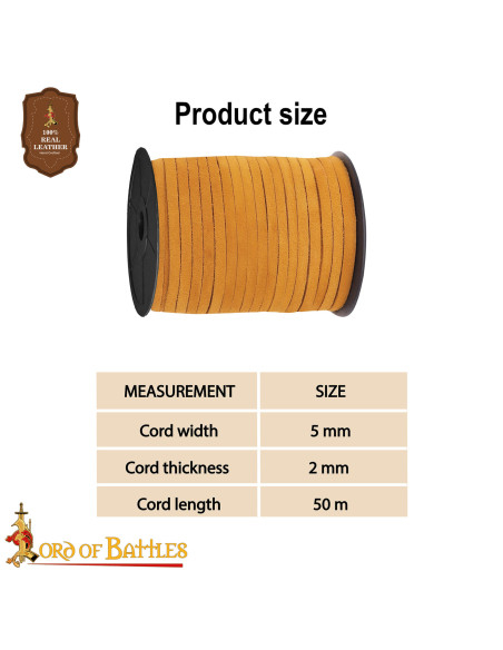 Spoel van 50 meter gele lederen koord...