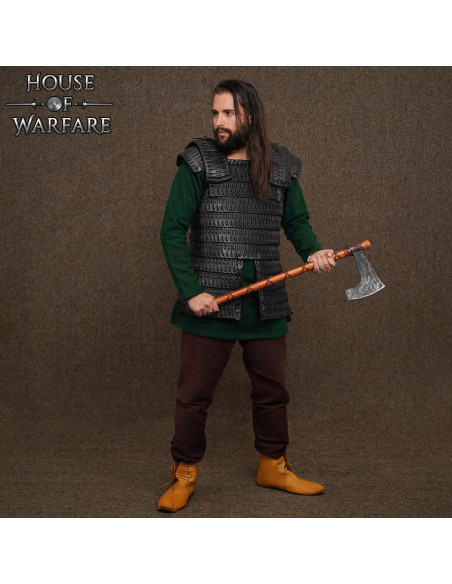 Viking lamellen harnas van zwart leer...