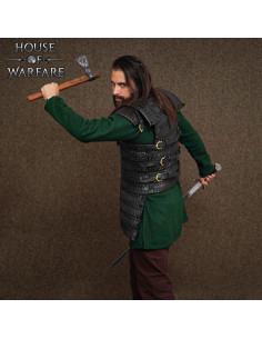 Viking lamellen harnas van zwart leer (3 mm) 2