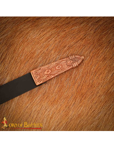 Punta para cinturón vikingo diseño nudos, bronce pulido 2