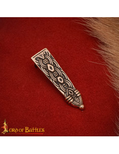 Punta para cinturón vikingo diseño nudos, bronce envejecido