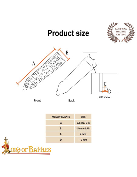 Vikingebælte spids med knudedesign,...