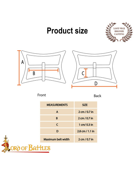 Rectangular Middeleeuwse Gesp Hoge...