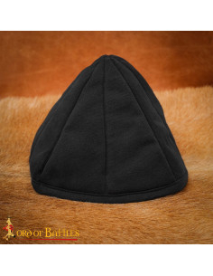 Gorro medieval acolchado en algodón negro