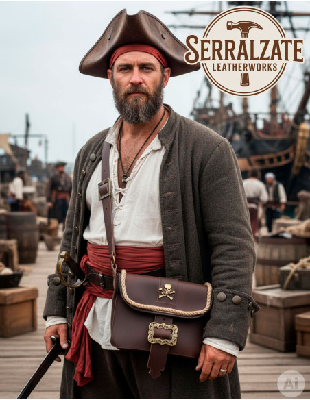 Piraten leren tas met schedel en...