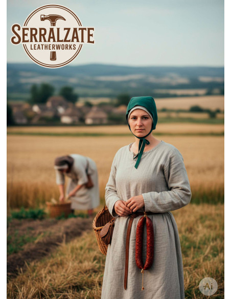 Middeleeuwse capelet van leer модель...