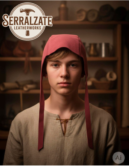 Middeleeuwse leren kapelina model...