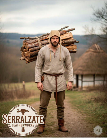 Mittelalterliche Lederkapuze Modell...