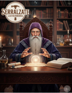 Capelina medieval en cuero modelo Lope, color púrpura