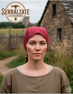 Mittelalterliche Lederkappe Modell Lope, granatrot 2