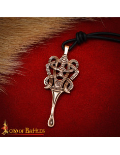 Massieve Bronzen Keltische Hanger met Knoop en Leren Koord