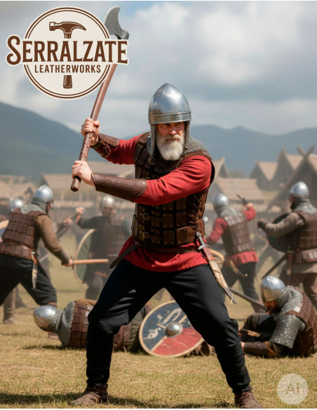 Viking leren strijder brigantina, bruin