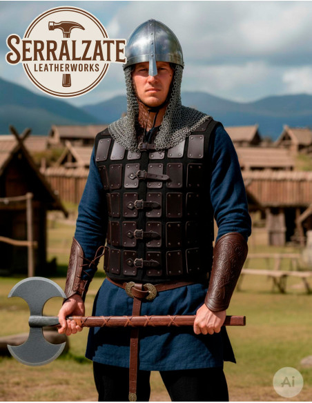 Schwarze Lederbrigantine für...