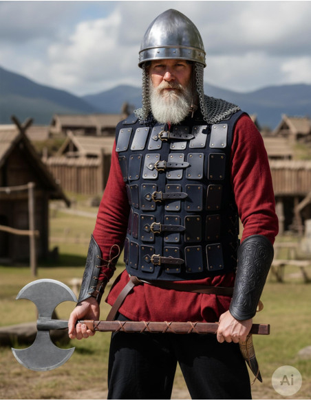 Vikinge kriger læder brigantine, sort