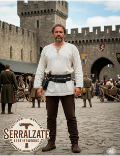 Dubelweergordel in leer, zwart