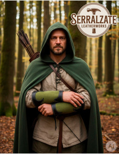 Brazaletes medievales guardabosques en piel, verde 2