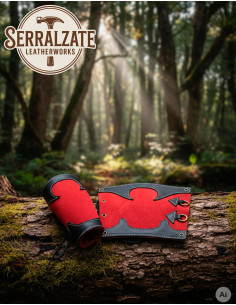 Brazaletes medievales guardabosques en piel, rojo cereza