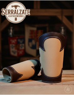 Brazaletes medievales guardabosques en piel, marrón claro