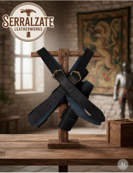 Doppel-Klingenholster mit Gürtel für...