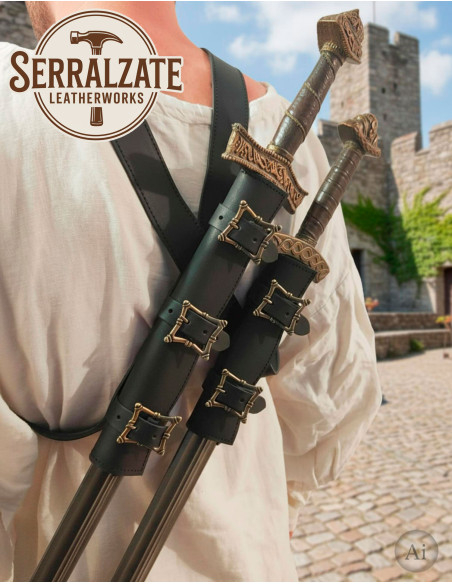 Doppel-Klingenholster mit Gürtel für...