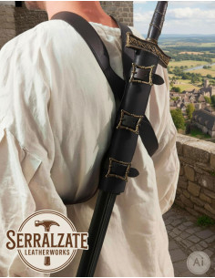 Tahalí con cinturón para colgar espada a la espalda - Negro 2