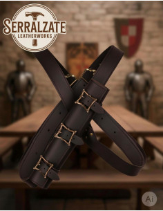 Tahalí con cinturón para colgar espada a la espalda - Marrón 2