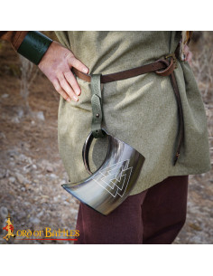 Correa de cuero celta artesanal para jarra medieval,... 2