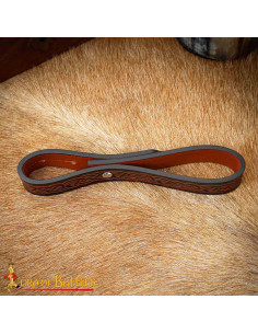 Correa de cuero celta artesanal para jarra medieval, marrón 2