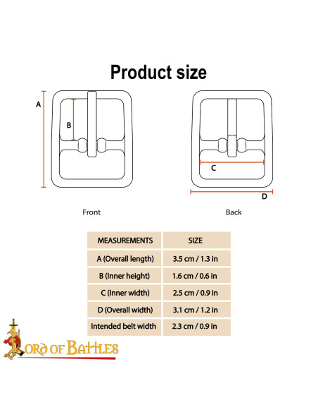 Medieval massiv messing spænde 2.3 cm...