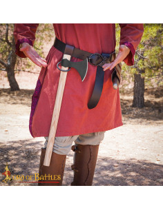 Hacha vikinga de combate, acero carbono forjada a mano