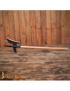 Hacha de asta medieval forjada, acero carbono (122 cm.) 2