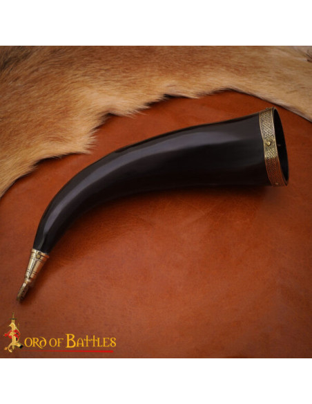 Cuerno Vikingo Grabado de Buey con...