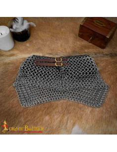 Medieval stål mesh gorget med læder, 9 mm ringe 2