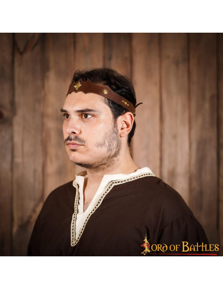 Læde- og messingkrone til fantastisk...