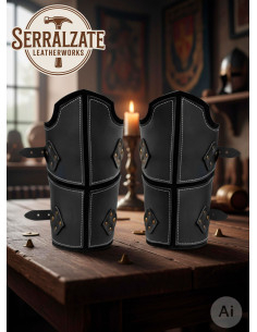 Echte schwarze Lederarmbänder für mittelalterliche Krieger