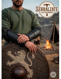 Echte schwarze Lederarmbänder für mittelalterliche Krieger 2