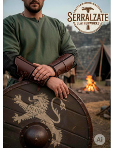 Echte braune Lederarmschützer für mittelalterliche Krieger 2