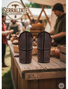 Echte braune Lederarmschützer für mittelalterliche Krieger