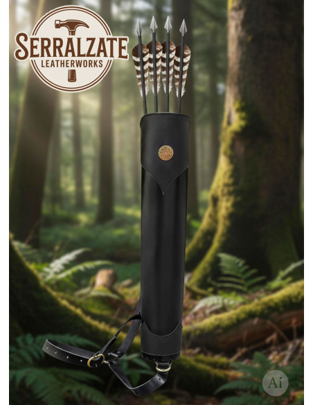 Genuine sort læder bagside quiver