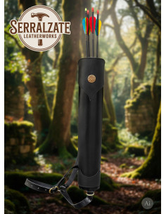 Echtes schwarzes Leder Rücken Köcher 2