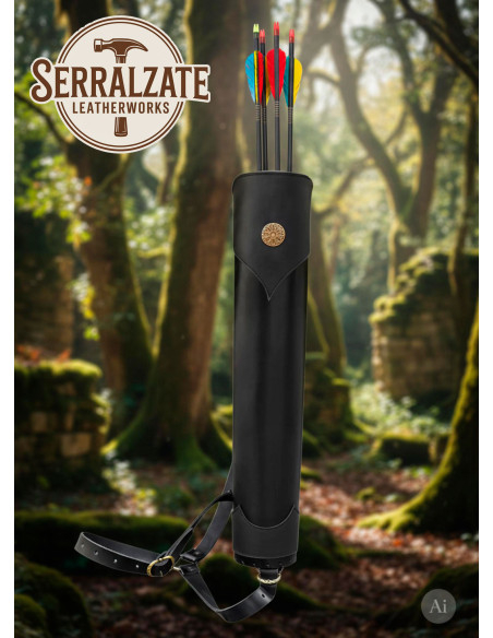Genuine sort læder bagside quiver
