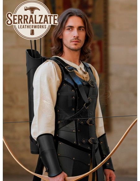 Genuine sort læder bagside quiver